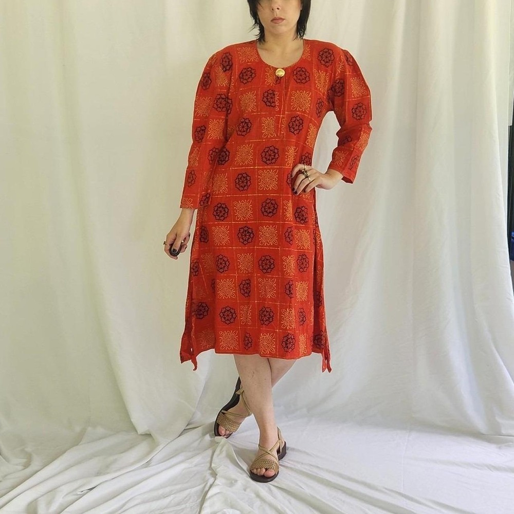 Vintage Orange, Black, and Yellow Lightweight Dress